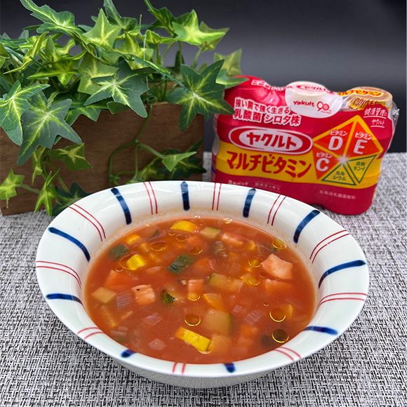 土からキッチン®　健腸レシピ「むらさき麦入りトマトスープ」