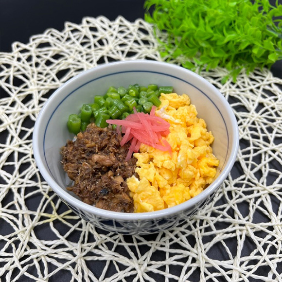 土からキッチン～「サバ缶そぼろの3色丼」～健腸レシピ