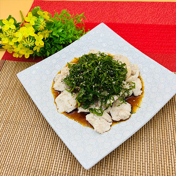 土からキッチン～『つるんっと鶏むね肉の梅しそソース』～健腸レシピ