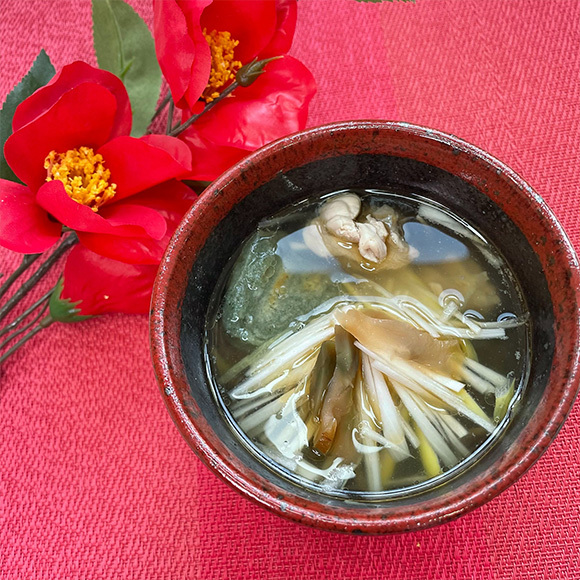 土からキッチン～『よもぎ餅とザーサイのスープ』～健腸レシピ