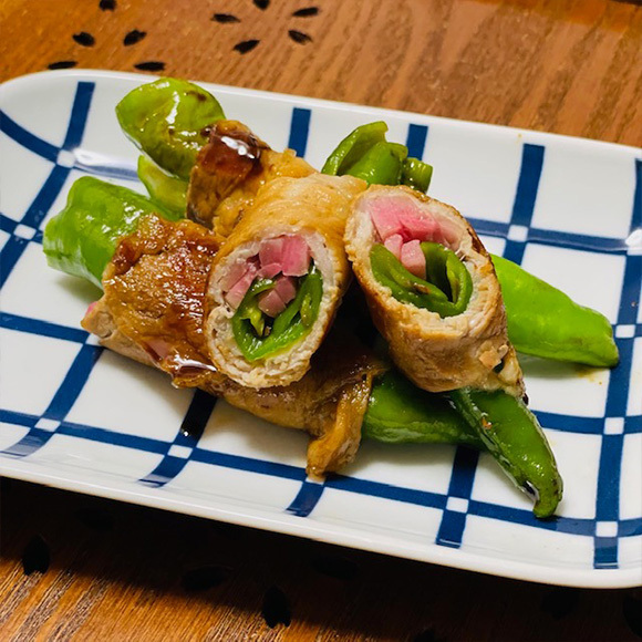 土からキッチン～『甘長ピーマンと紅生姜の豚肉巻き』~健腸レシピ